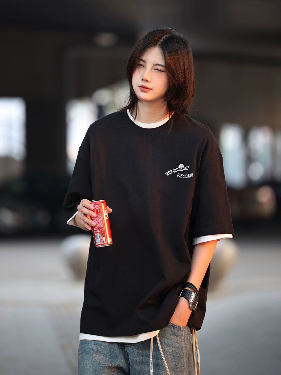 Solid color print short sleeve t-shirt No.562