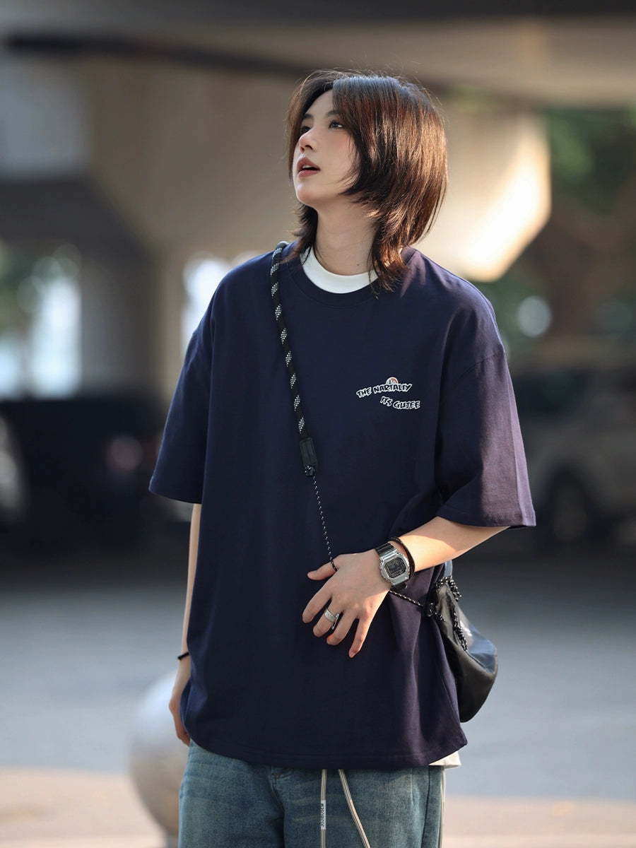 Solid color print short sleeve t-shirt No.562