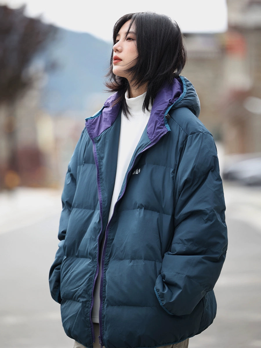 Winter solid color hooded puffer No.996