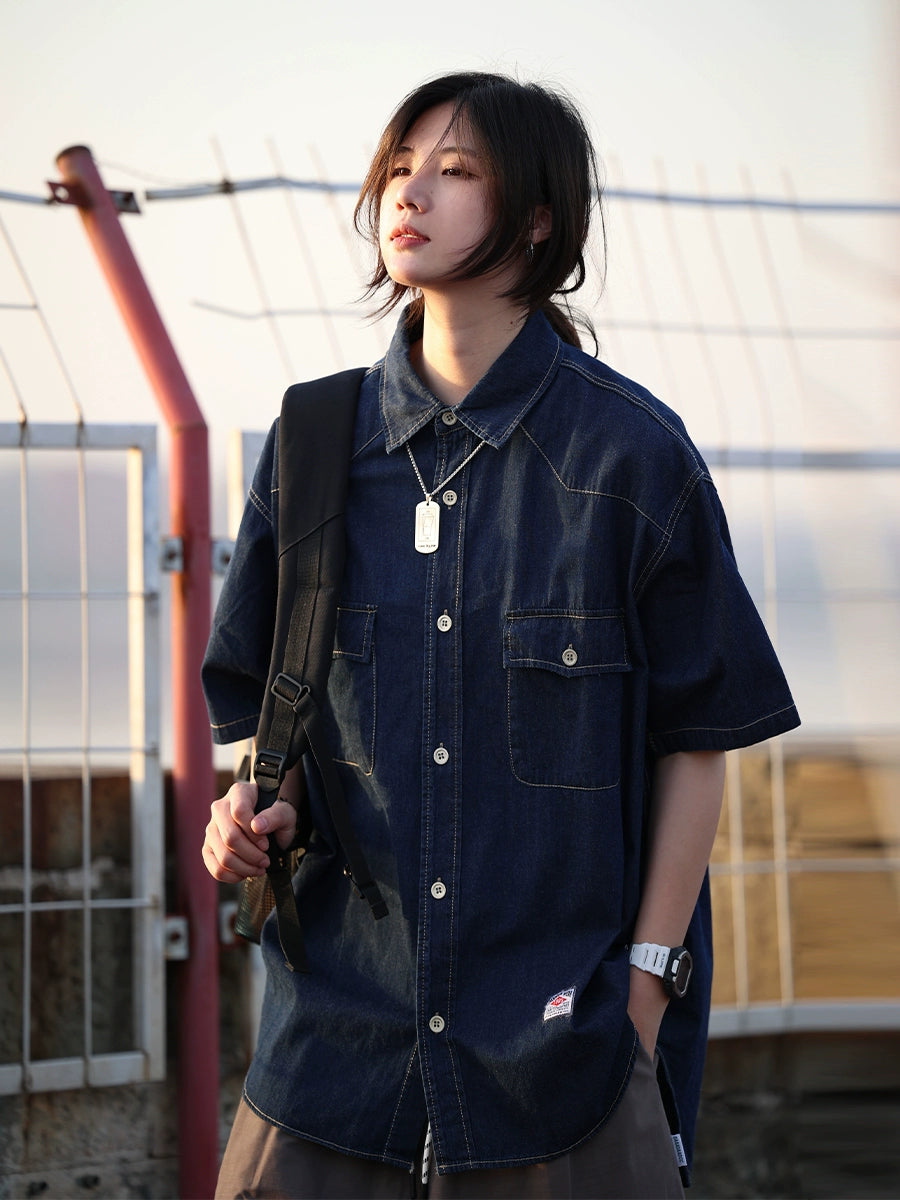 short sleeve denim shirt No.688