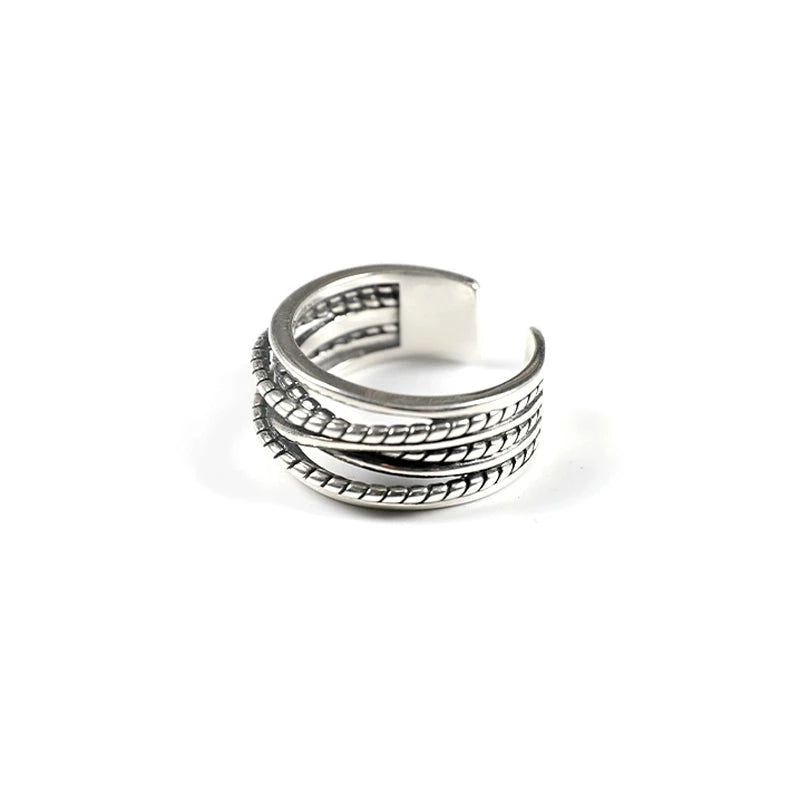 Retro white copper silver ring (inner diameter 55mm) No.356