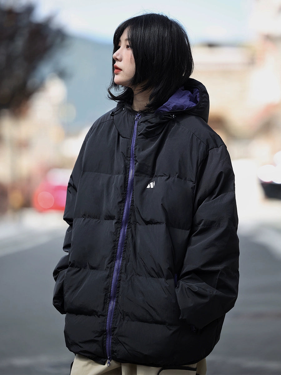 Winter solid color hooded puffer No.996