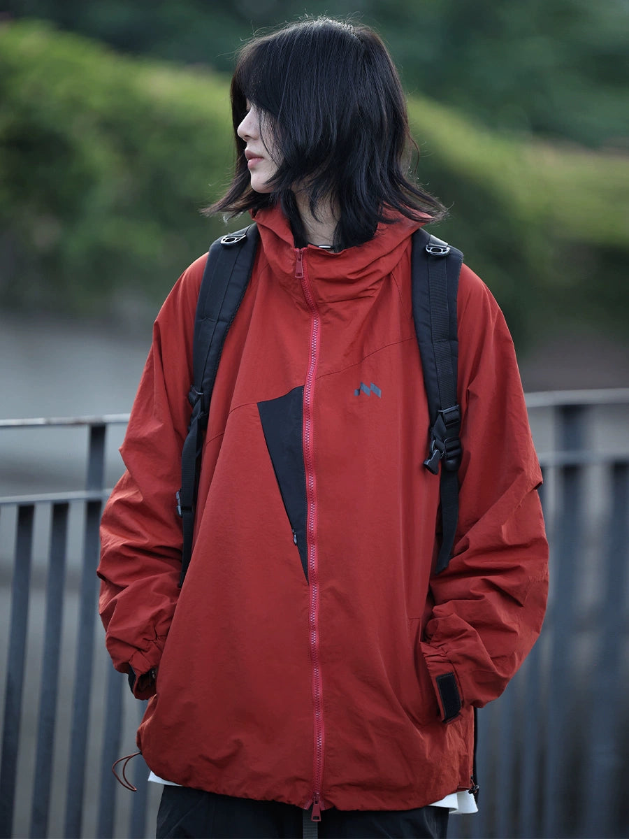 Hooded windbreaker zipper jacket No.828