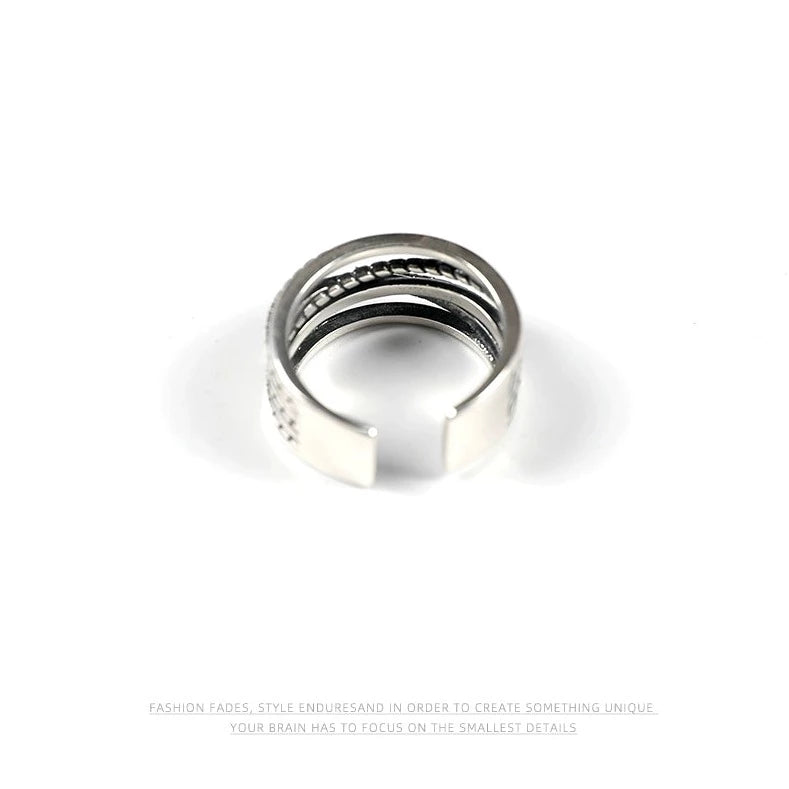 Retro white copper silver ring (inner diameter 55mm) No.356