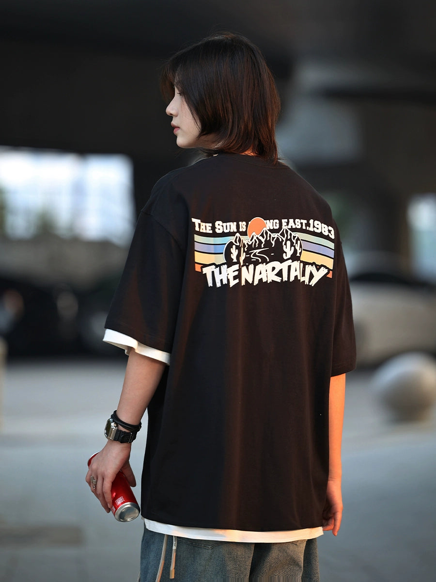 Solid color print short sleeve t-shirt No.562