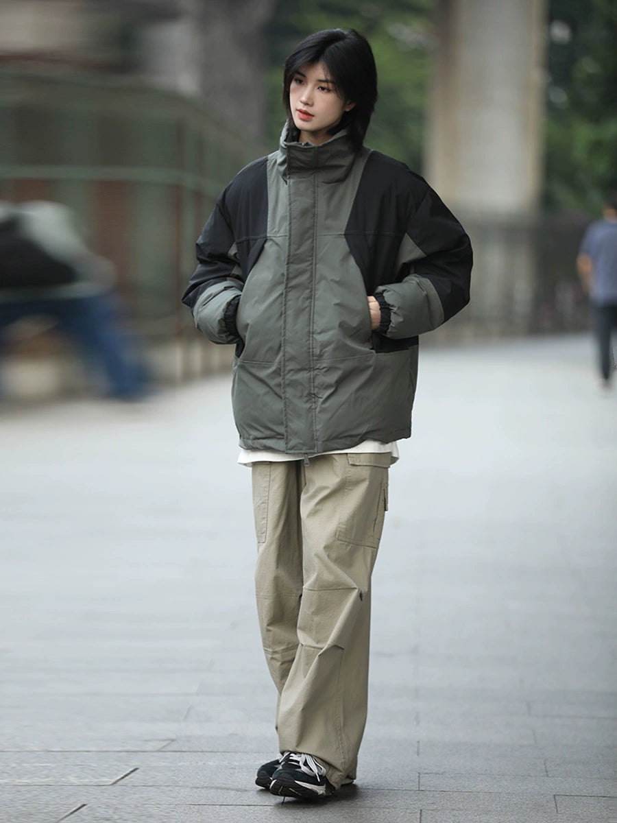 Stitching, stand-up collar padded jacket No.1047