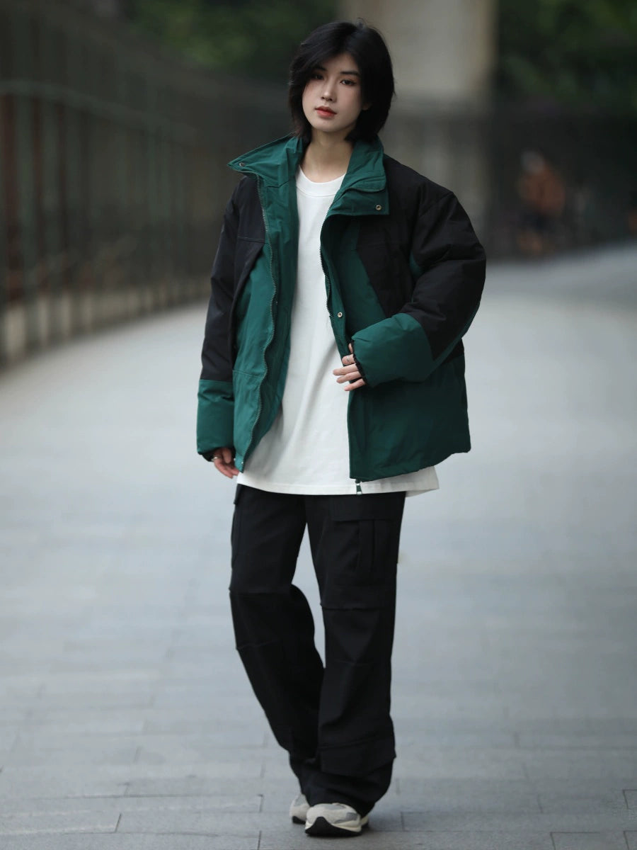 Stitching, stand-up collar padded jacket No.1047