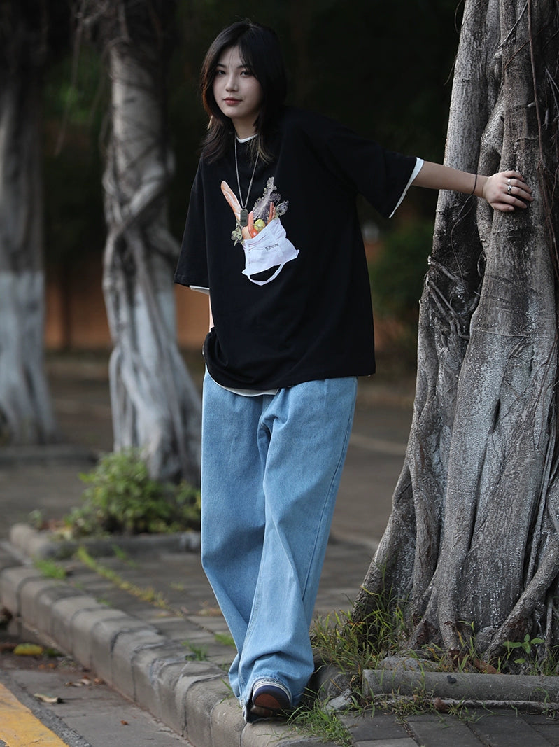 casual jeans summer loose straight wide-leg pants No.366