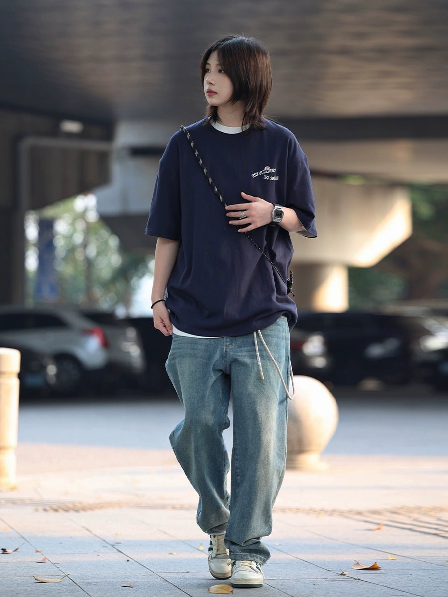 Solid color print short sleeve t-shirt No.562