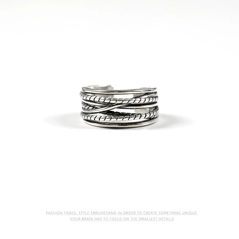 Retro white copper silver ring (inner diameter 55mm) No.356