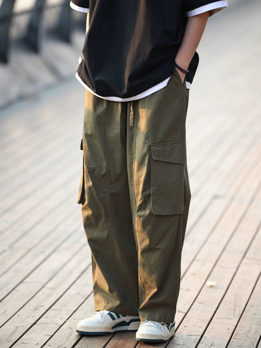 Loose straight cargo pants No.548