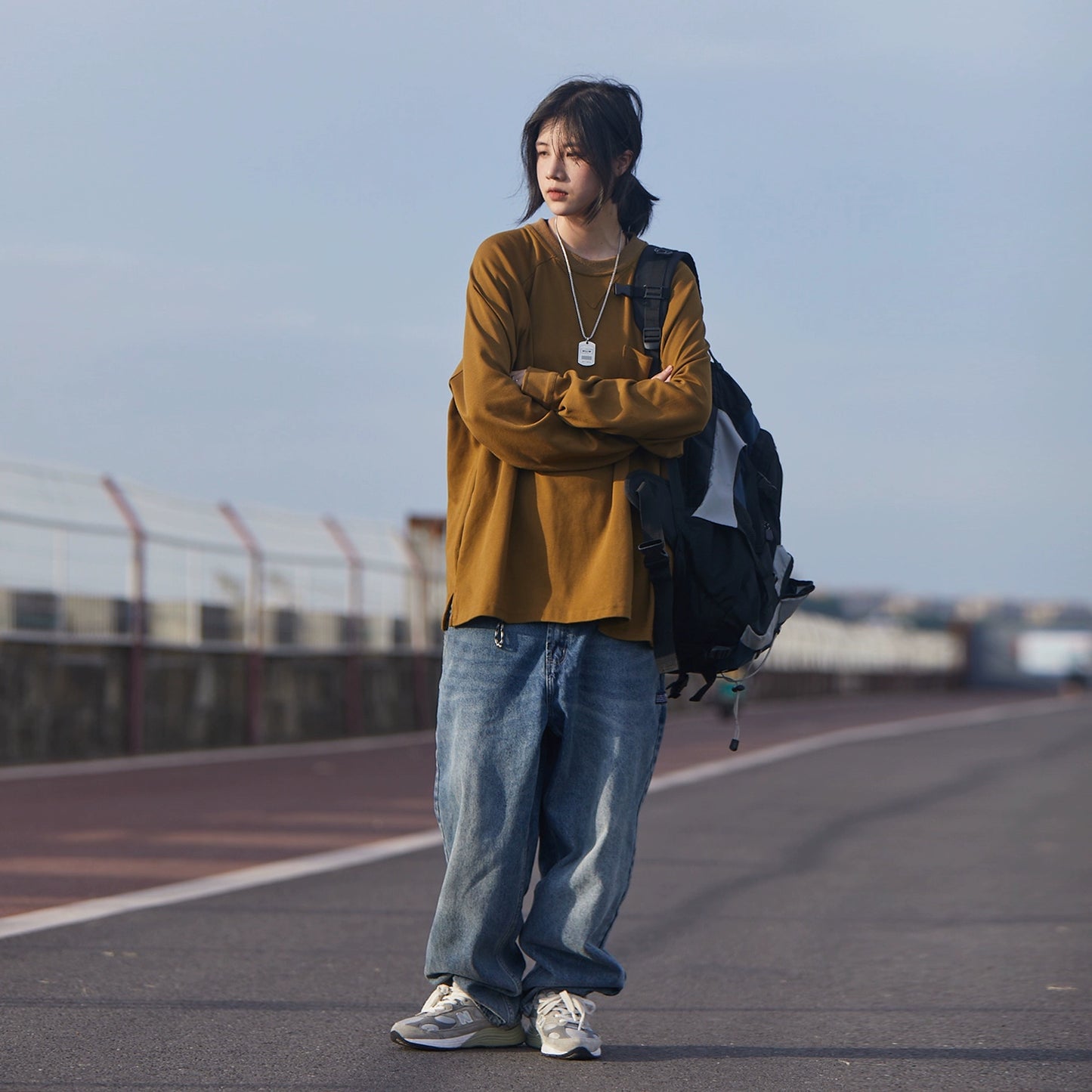 long-sleeved solid color round neck t-shirt No.152