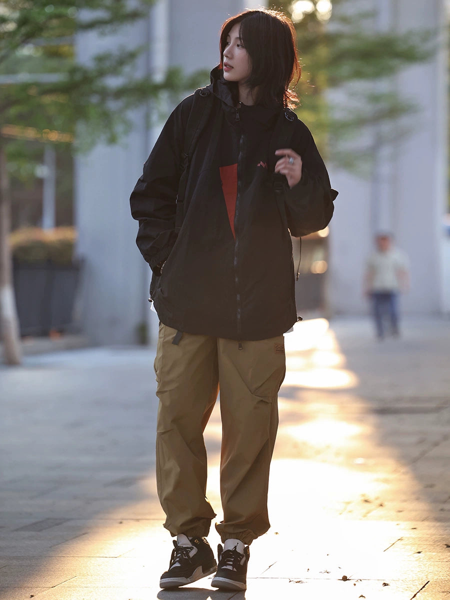 Hooded windbreaker zipper jacket No.828