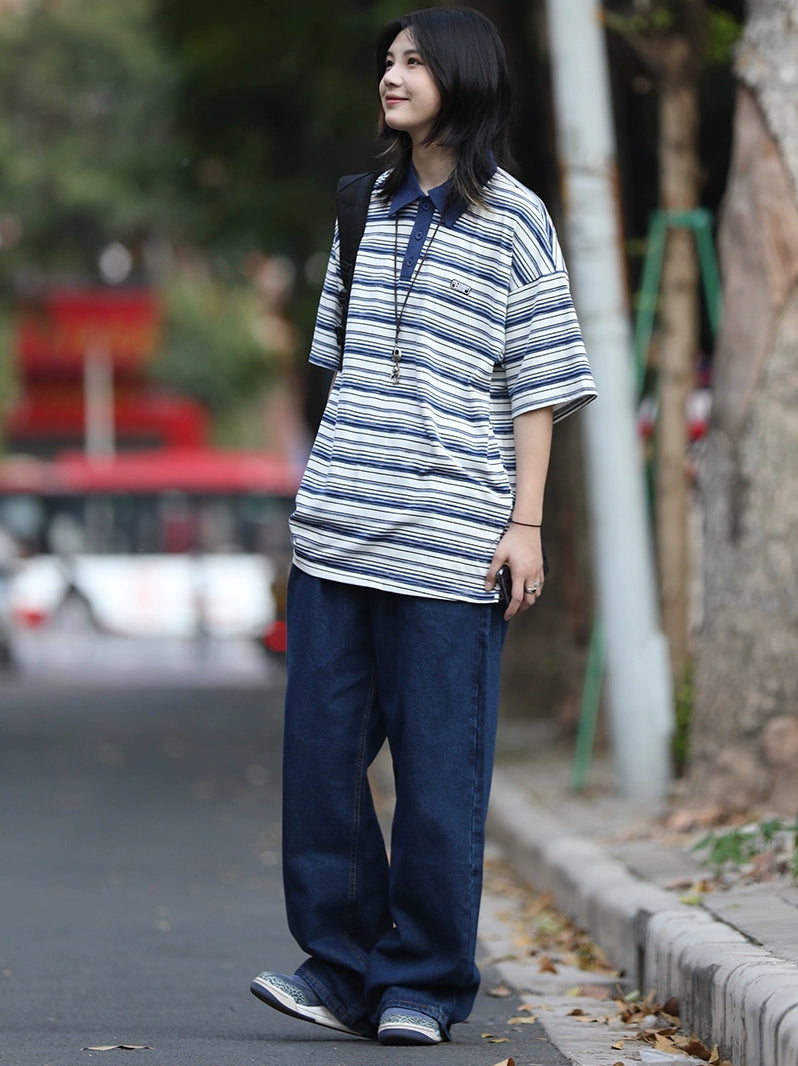 casual jeans summer loose straight wide-leg pants No.366