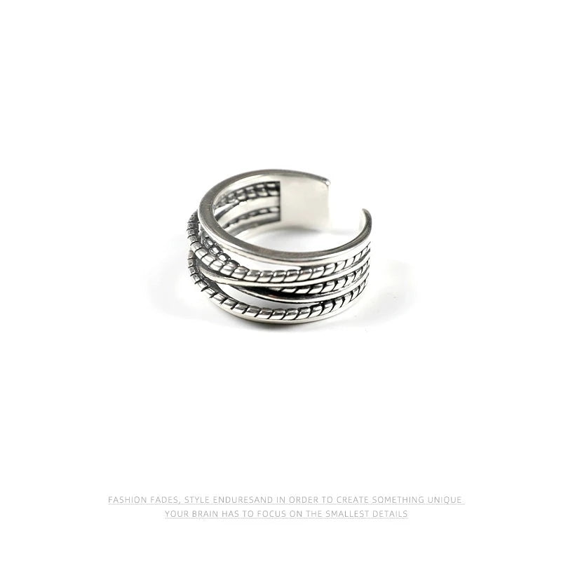 Retro white copper silver ring (inner diameter 55mm) No.356