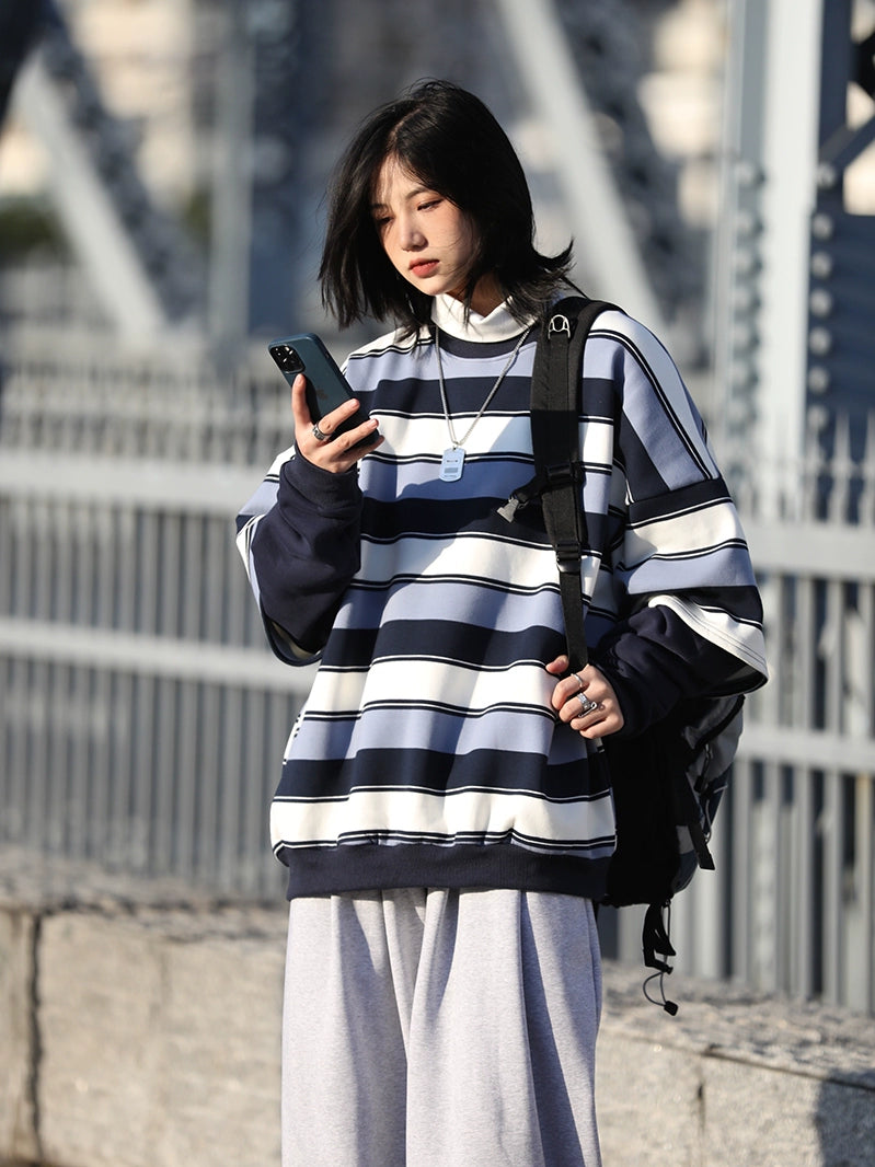 striped sweater fake two-piece No.318