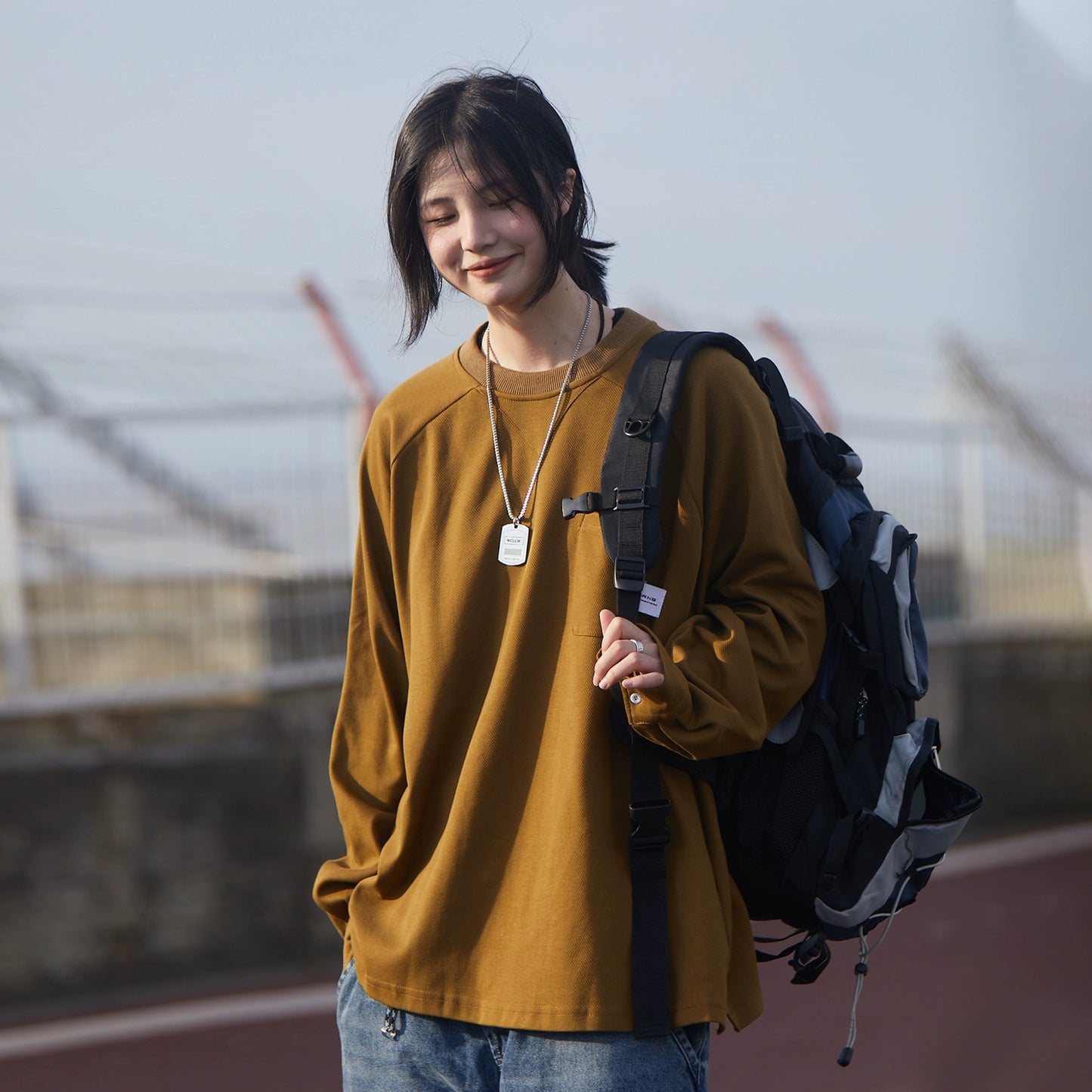 long-sleeved solid color round neck t-shirt No.152