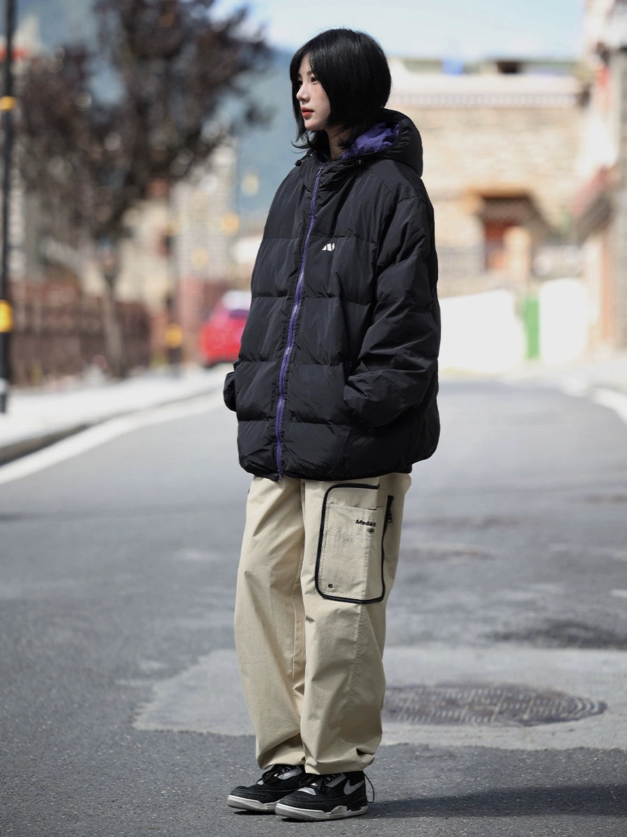 Winter solid color hooded puffer No.996