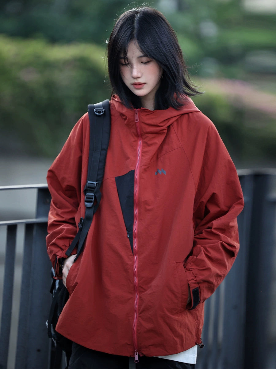Hooded windbreaker zipper jacket No.828