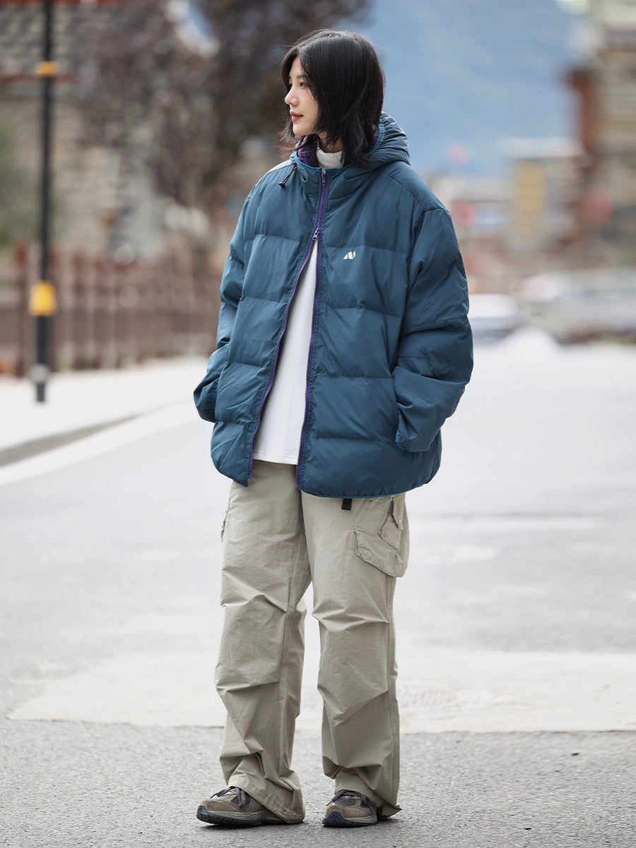 Winter solid color hooded puffer No.996