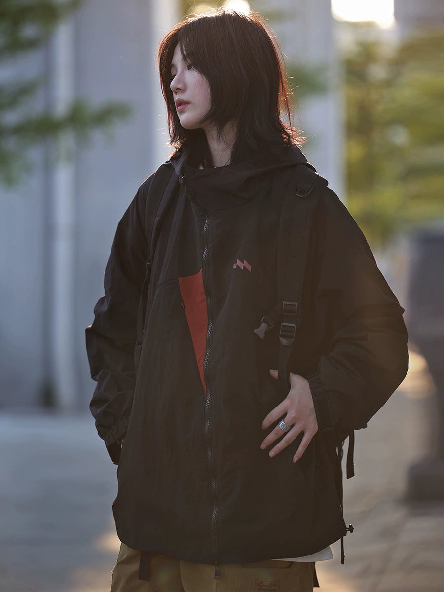 Hooded windbreaker zipper jacket No.828