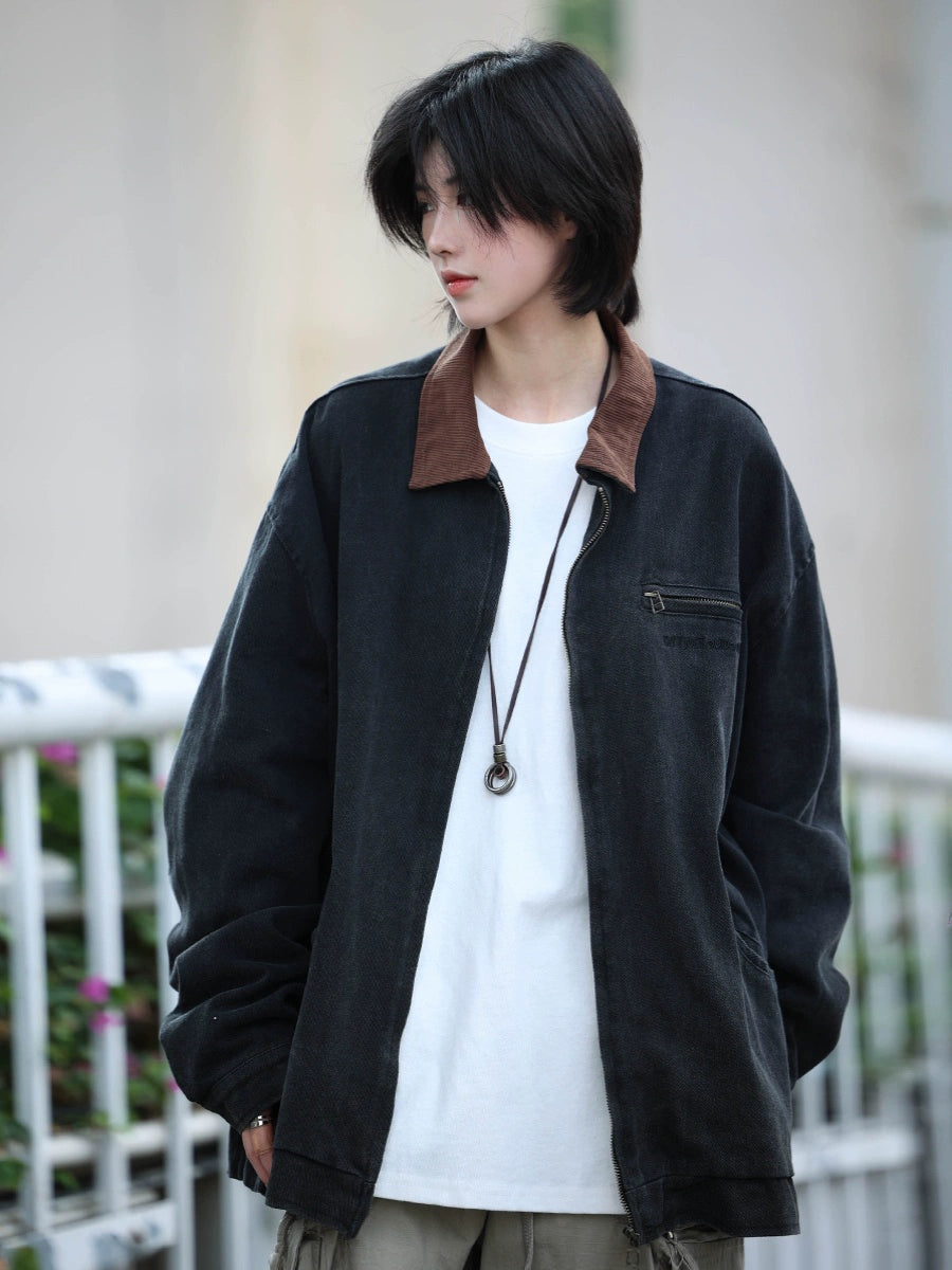 Washed canvas distressed jacket No.917