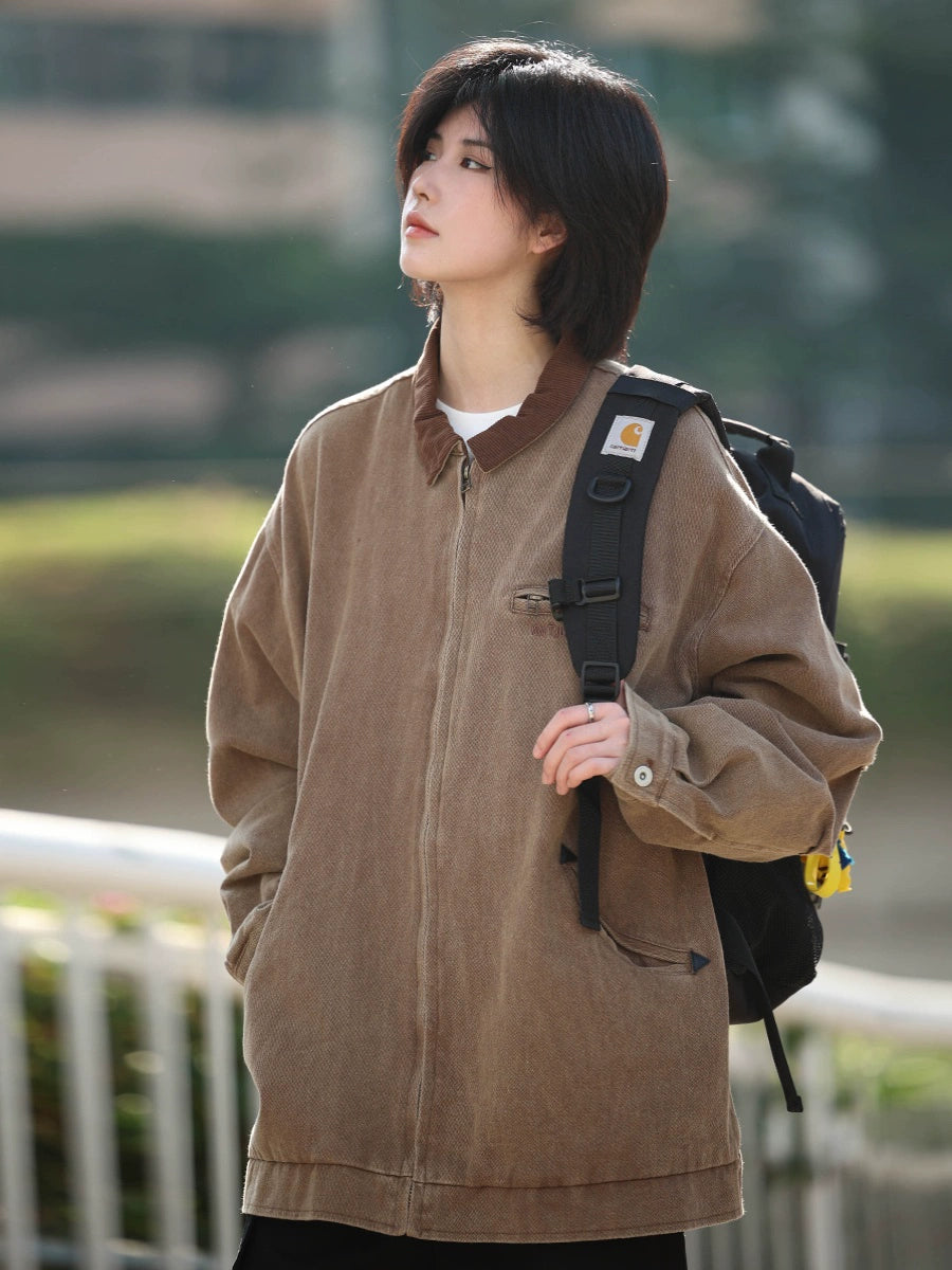 Washed canvas distressed jacket No.917