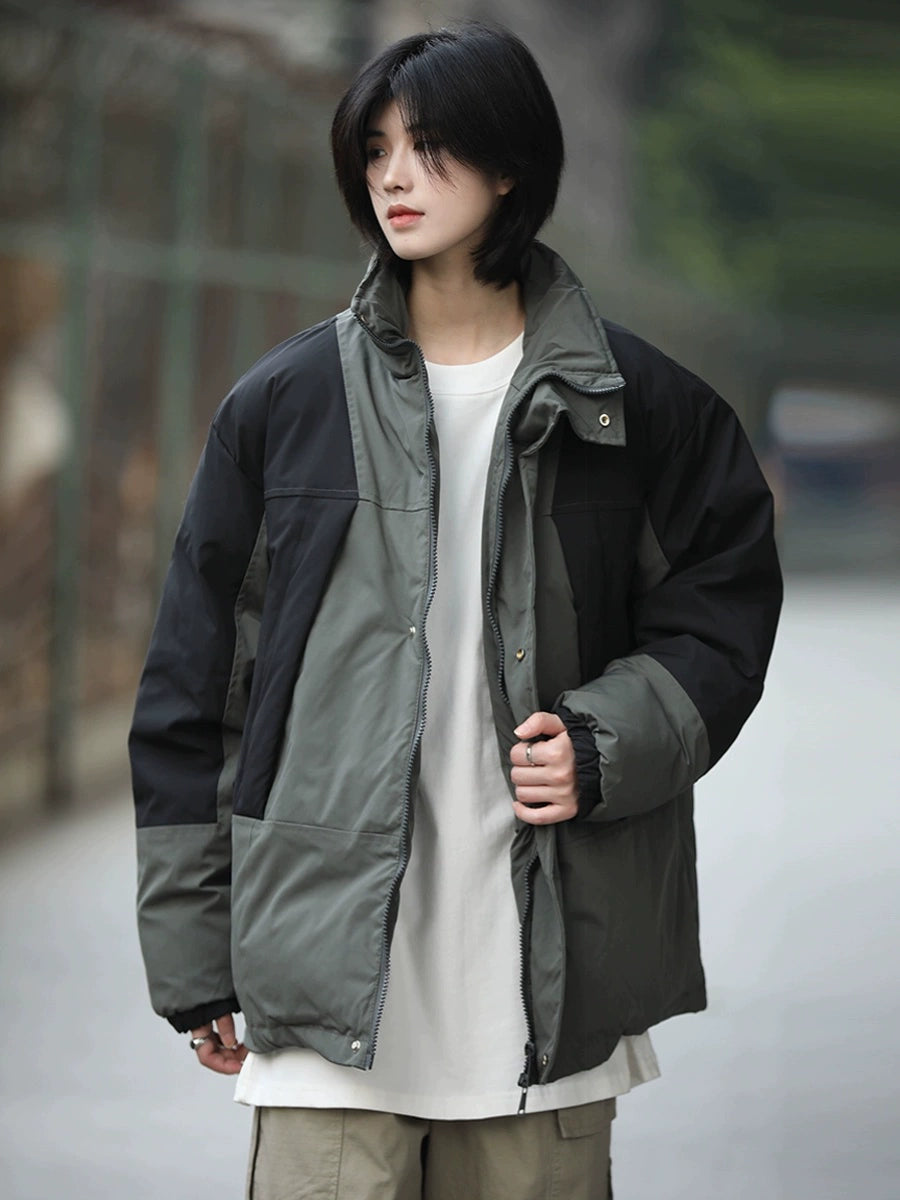Stitching, stand-up collar padded jacket No.1047