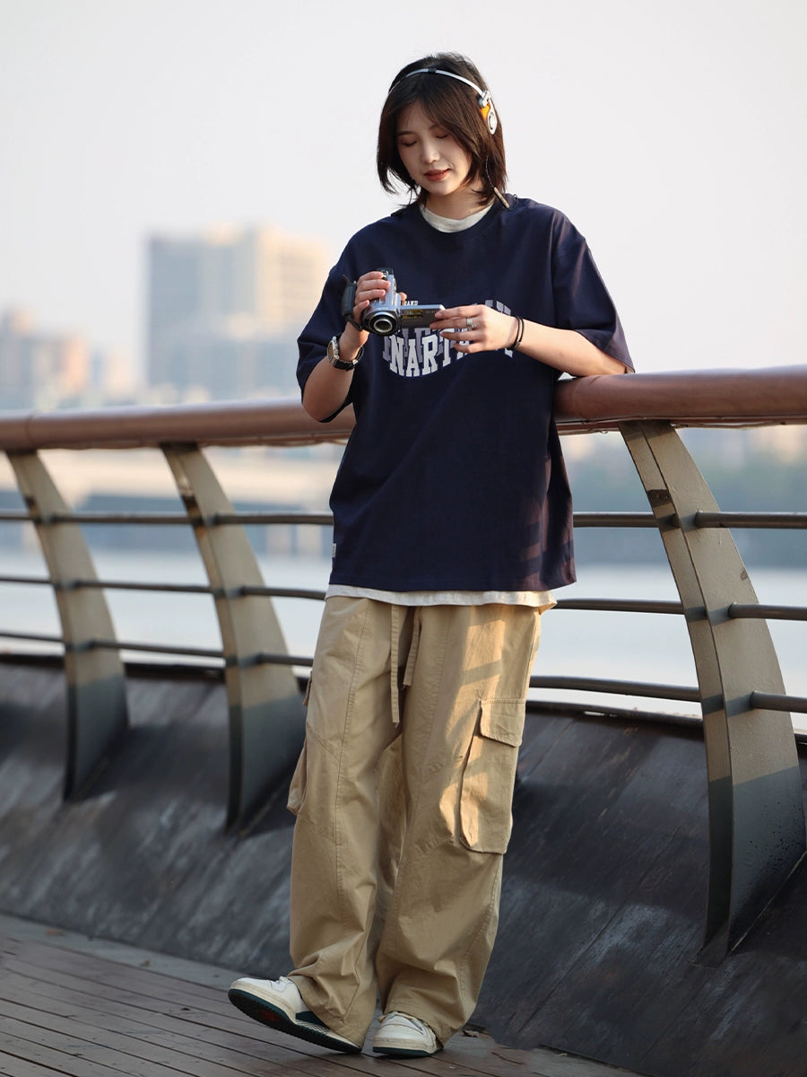 Loose straight cargo pants No.548