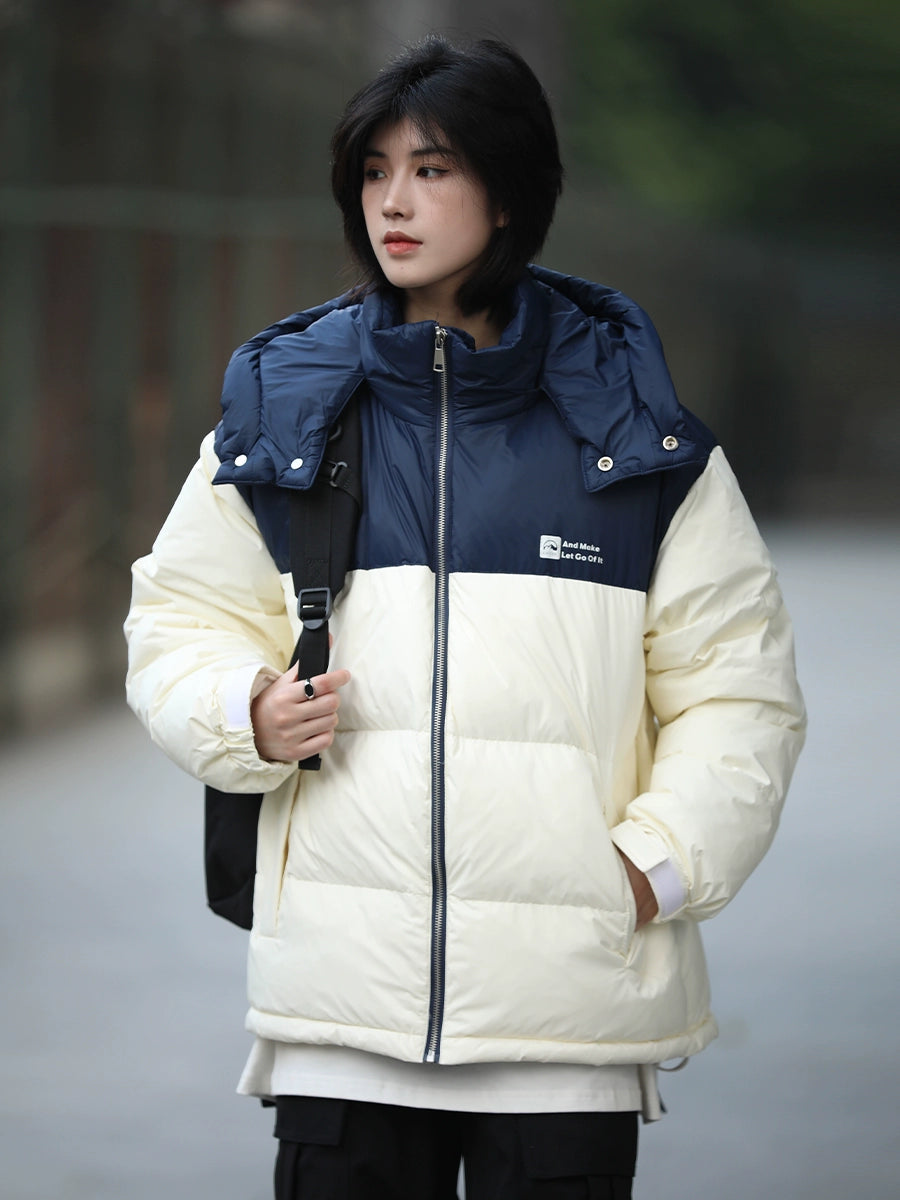 [DUCK DOWN] loose detachable hooded down jacket, puffer No.1055