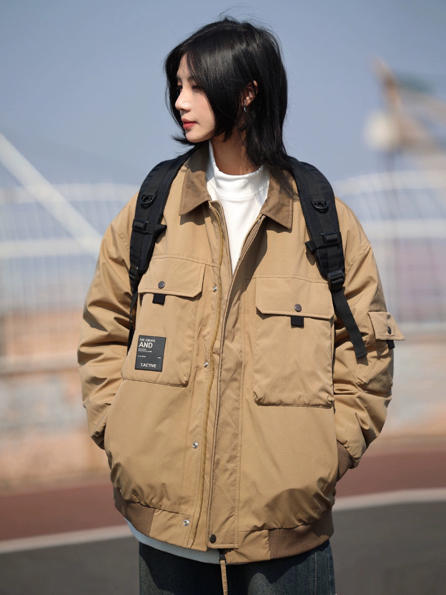 [DUCK DOWN]Lapel cargo down jacket No.1077