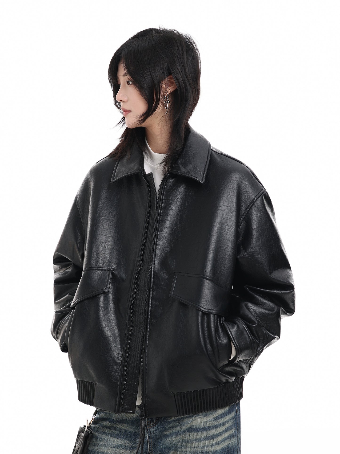 Duck-Down Winter Vegan Leather Jacket No. 1725