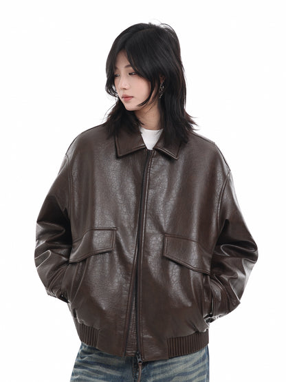 Duck-Down Winter Vegan Leather Jacket No. 1725