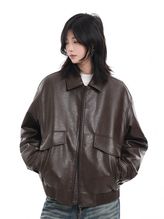 Duck-Down Winter Vegan Leather Jacket No. 1725