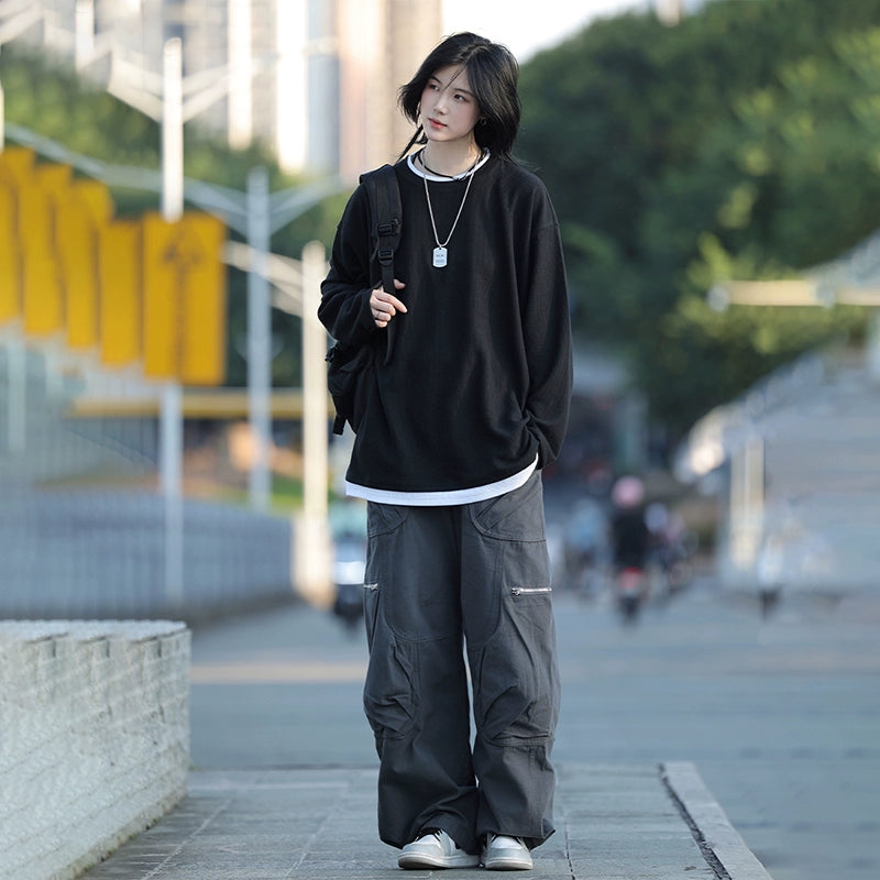 Fake two long-sleeved men's and women's sweatshirts No.1402