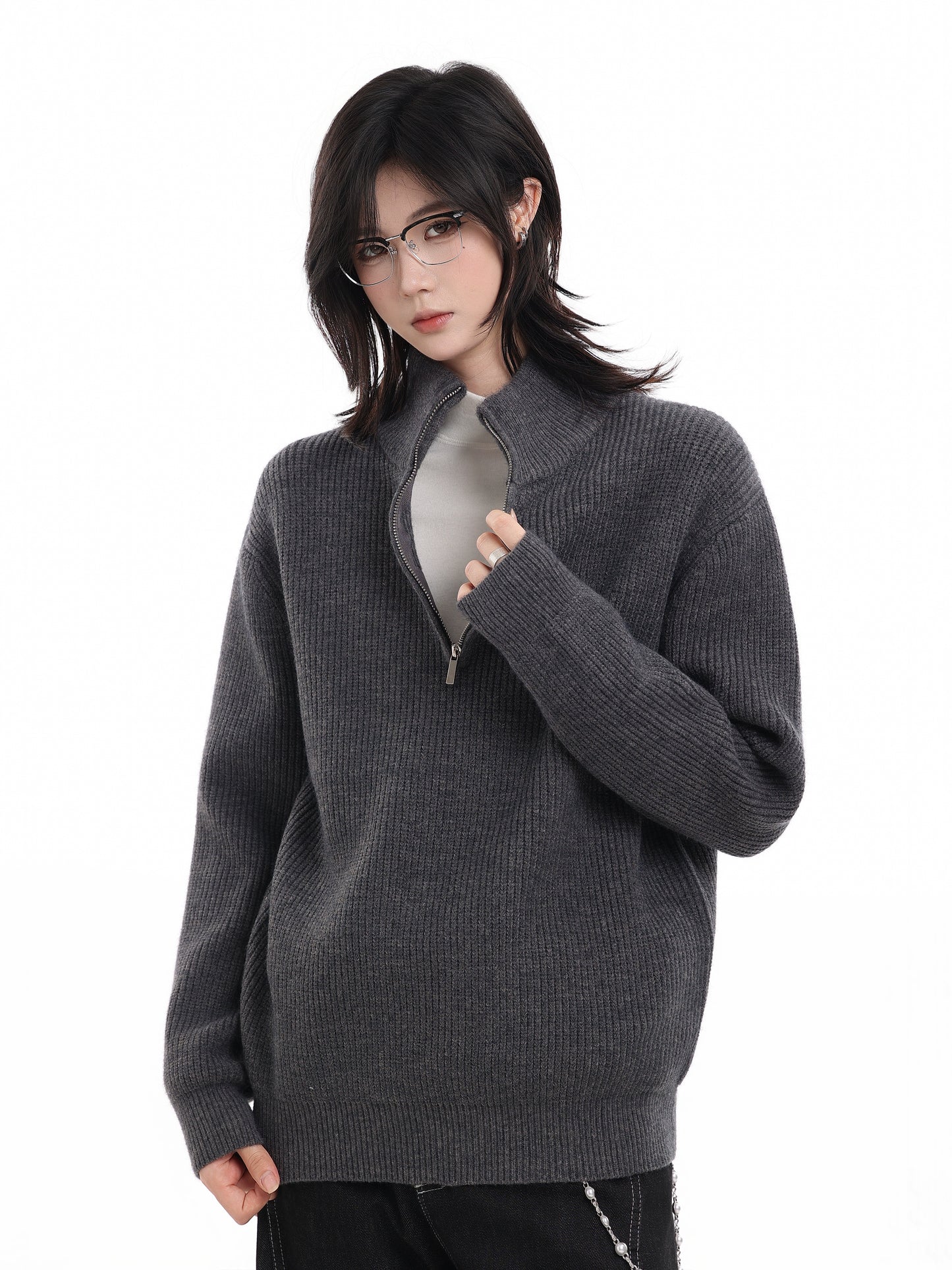 Half Zip-Up Knitwear No.1650