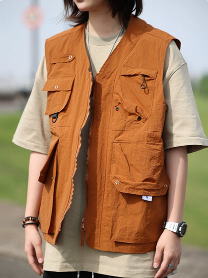 Overalls, vest, multi-pocket, sleeveless top, jacket No.684