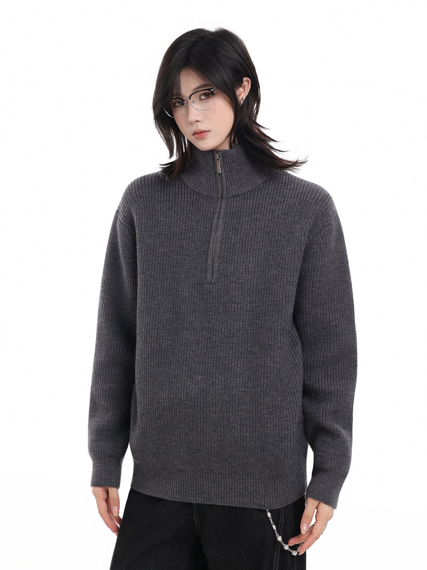 Half Zip-Up Knitwear No.1650