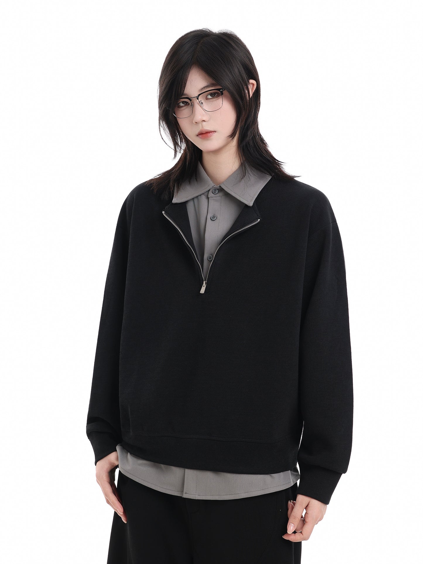 Half Zip-Up Shirt Knitwear No. 1651