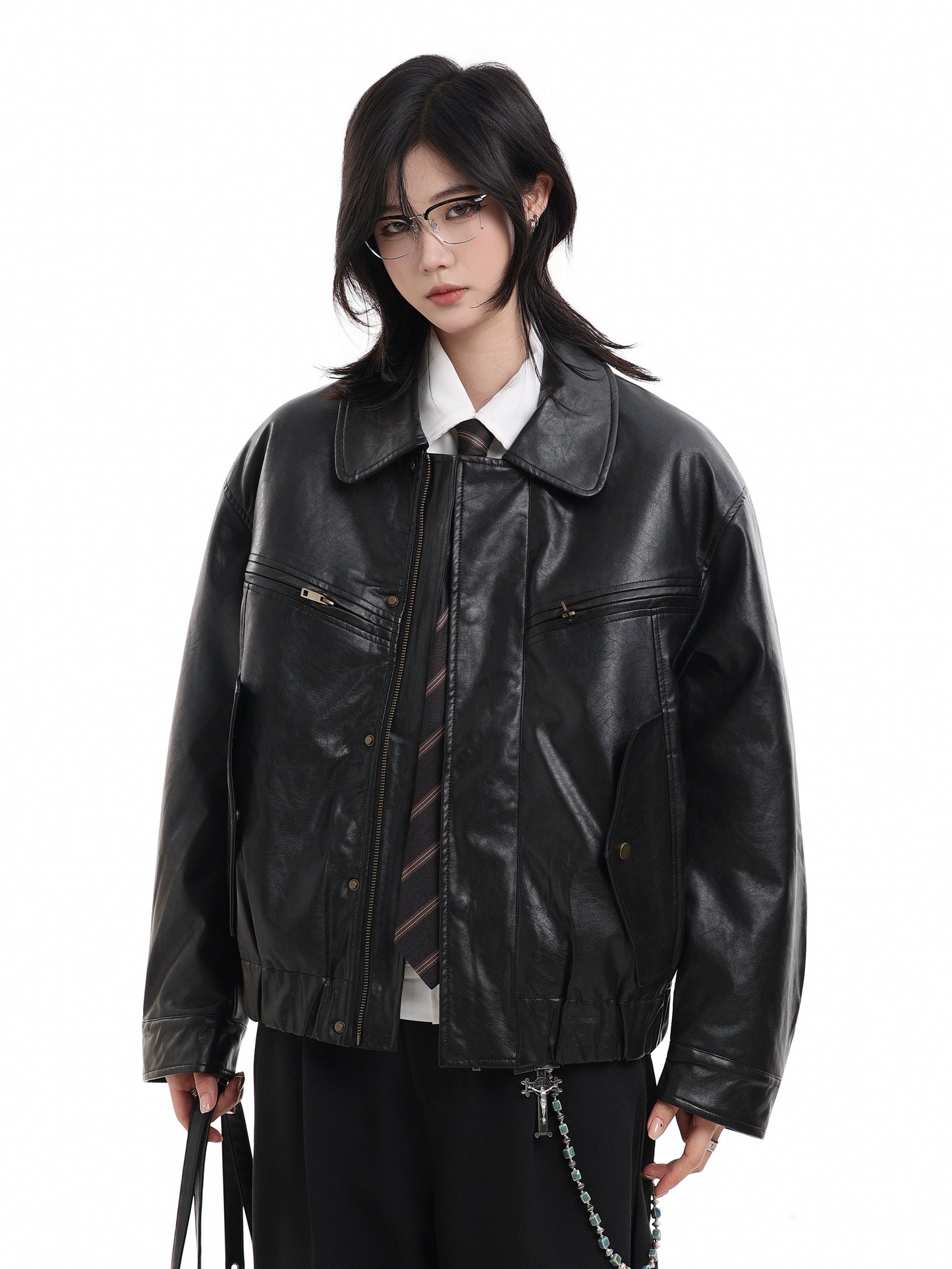 Quilting Vegan Leather Jacket No. 1652