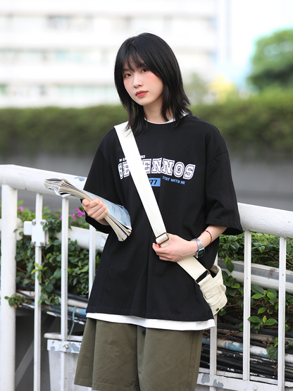 Casual loose retro trend T-shirt iNo.643