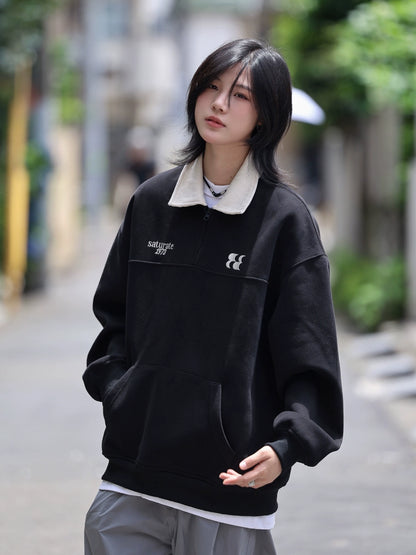 Pullover sweatshirt men's polo collar half zipper No.1281