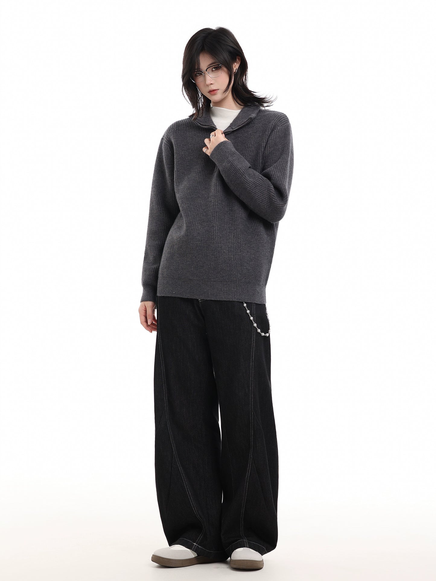 Half Zip-Up Knitwear No.1650