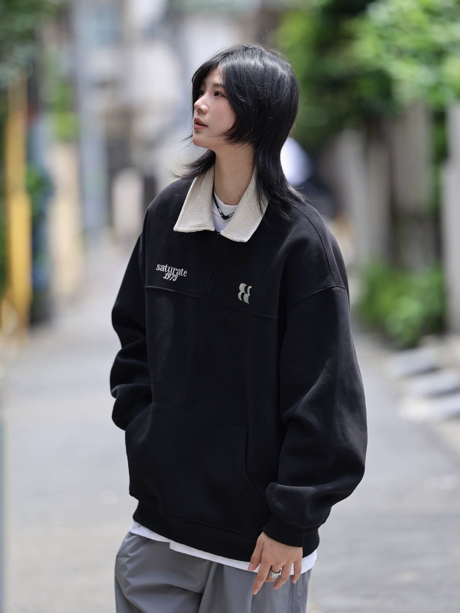 Pullover sweatshirt men's polo collar half zipper No.1281