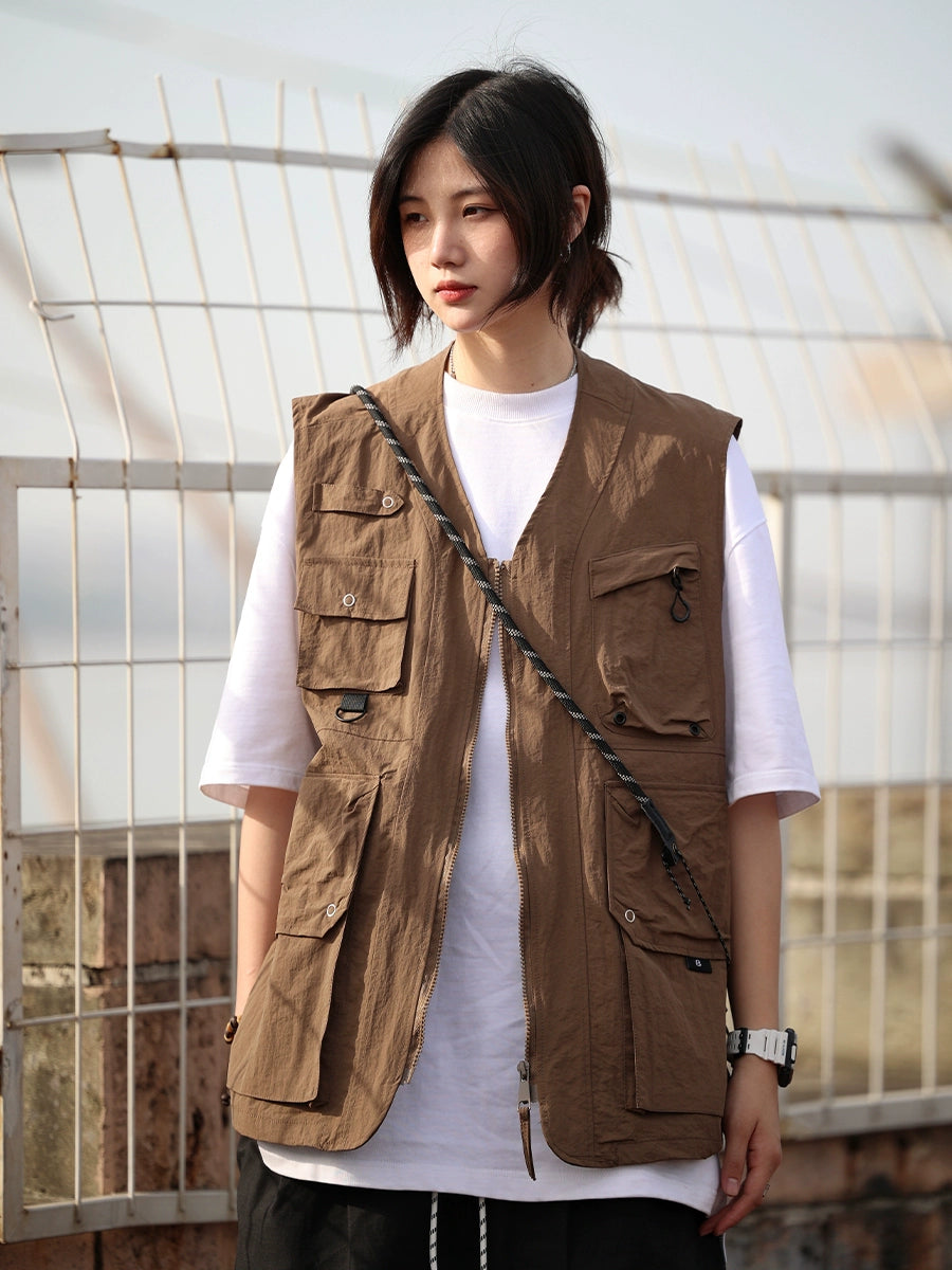 Overalls, vest, multi-pocket, sleeveless top, jacket No.684