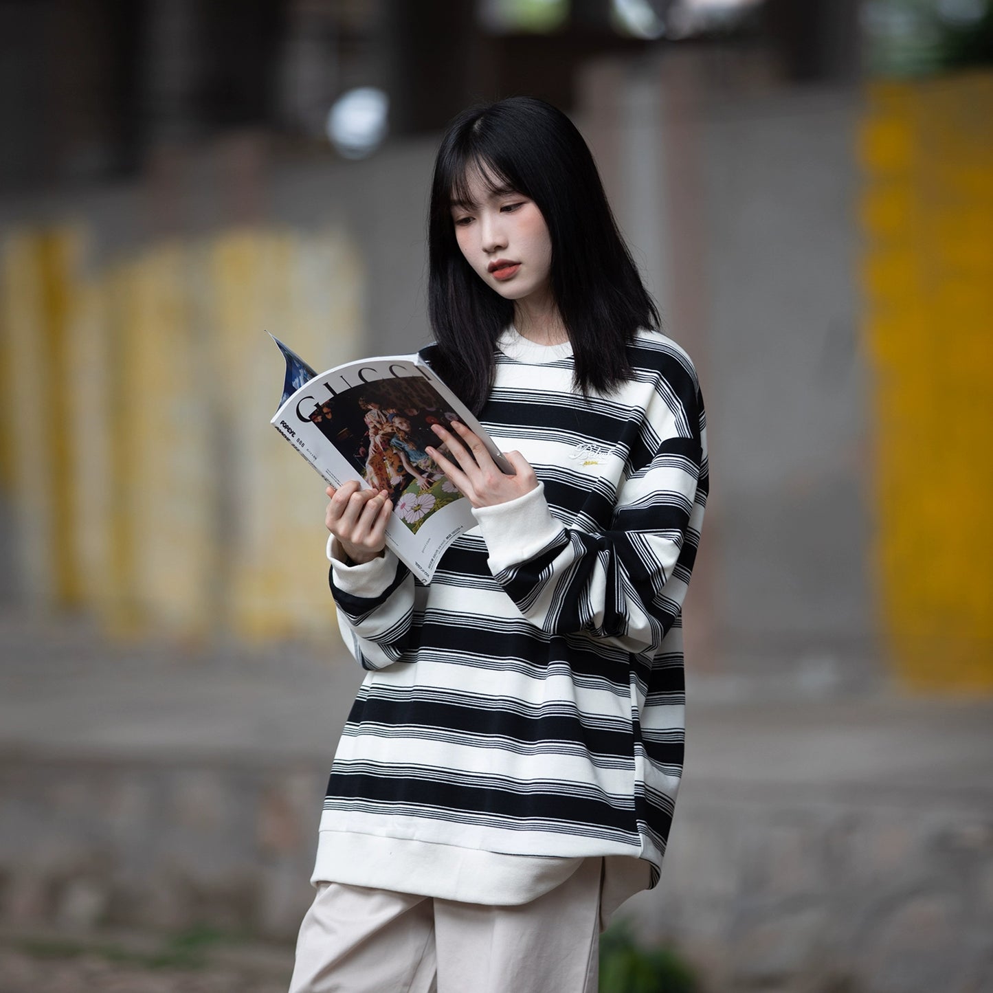 striped round neck sweater No.163