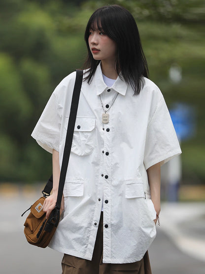 Multi-pocket cargo short-sleeved shirt No.795