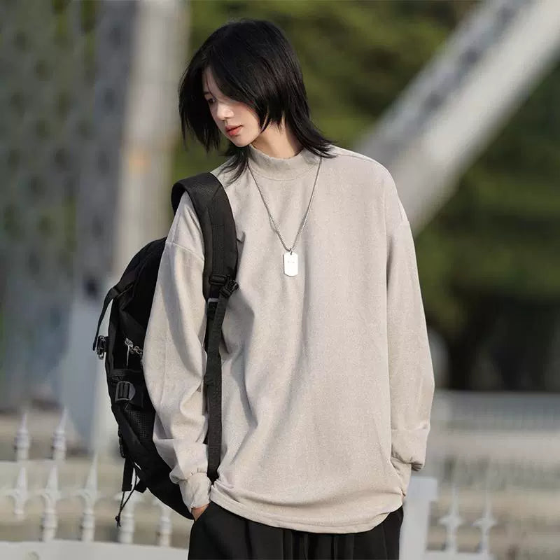 Half-high-necked velvet base sweatshirt No.1421