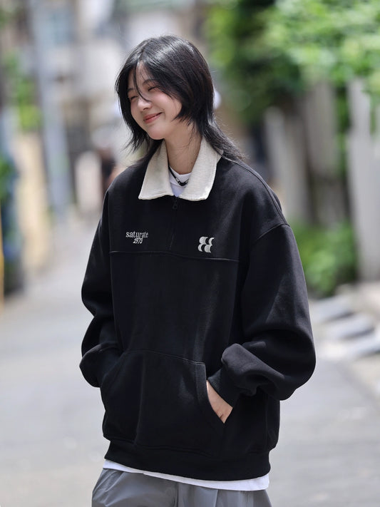 Pullover sweatshirt men's polo collar half zipper No.1281