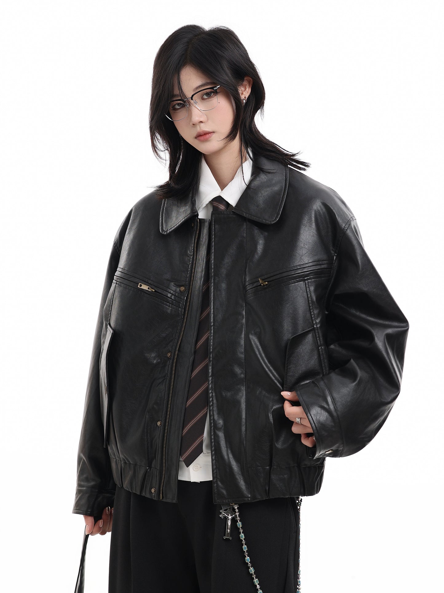 Quilting Vegan Leather Jacket No. 1652